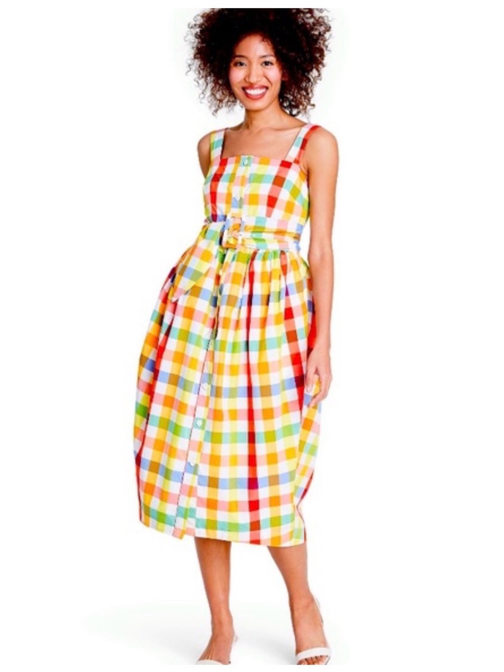 Christopher John Rogers Multicolor Gingham Midi Dress
